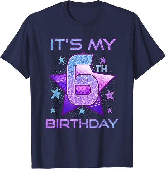 It's My 6th Birthday Girls 6 Years Old Birthday K-pop Kids T-Shirt - T-Shirt | Navy