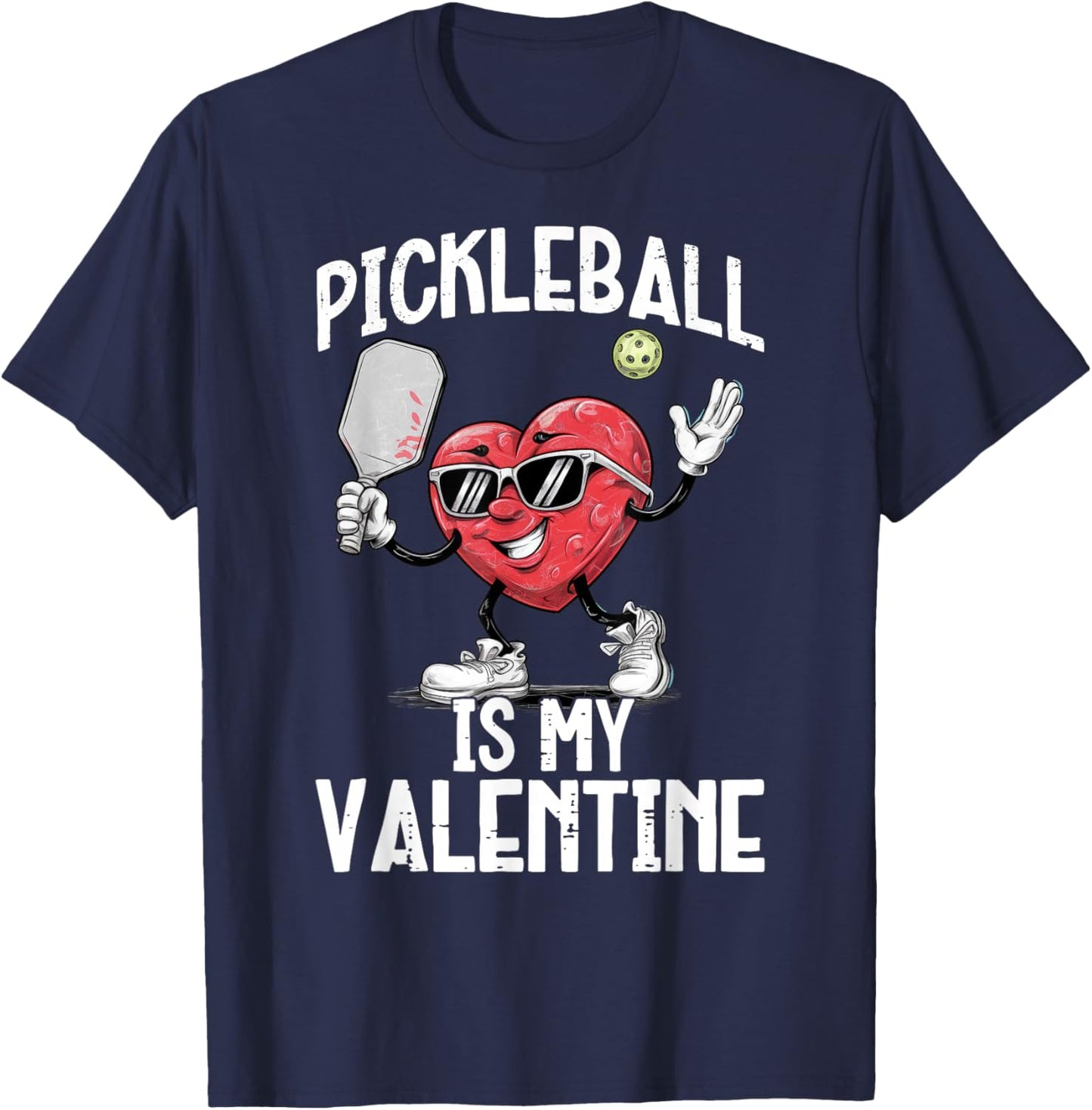 Pickleball Is My Valentine Heart Funny Valentines Day T-Shirt - T-Shirt | Navy