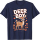 Deer Boy Cartoon Forest Animal Retro Funny Hunt Artwork T-Shirt - T-Shirt | Navy