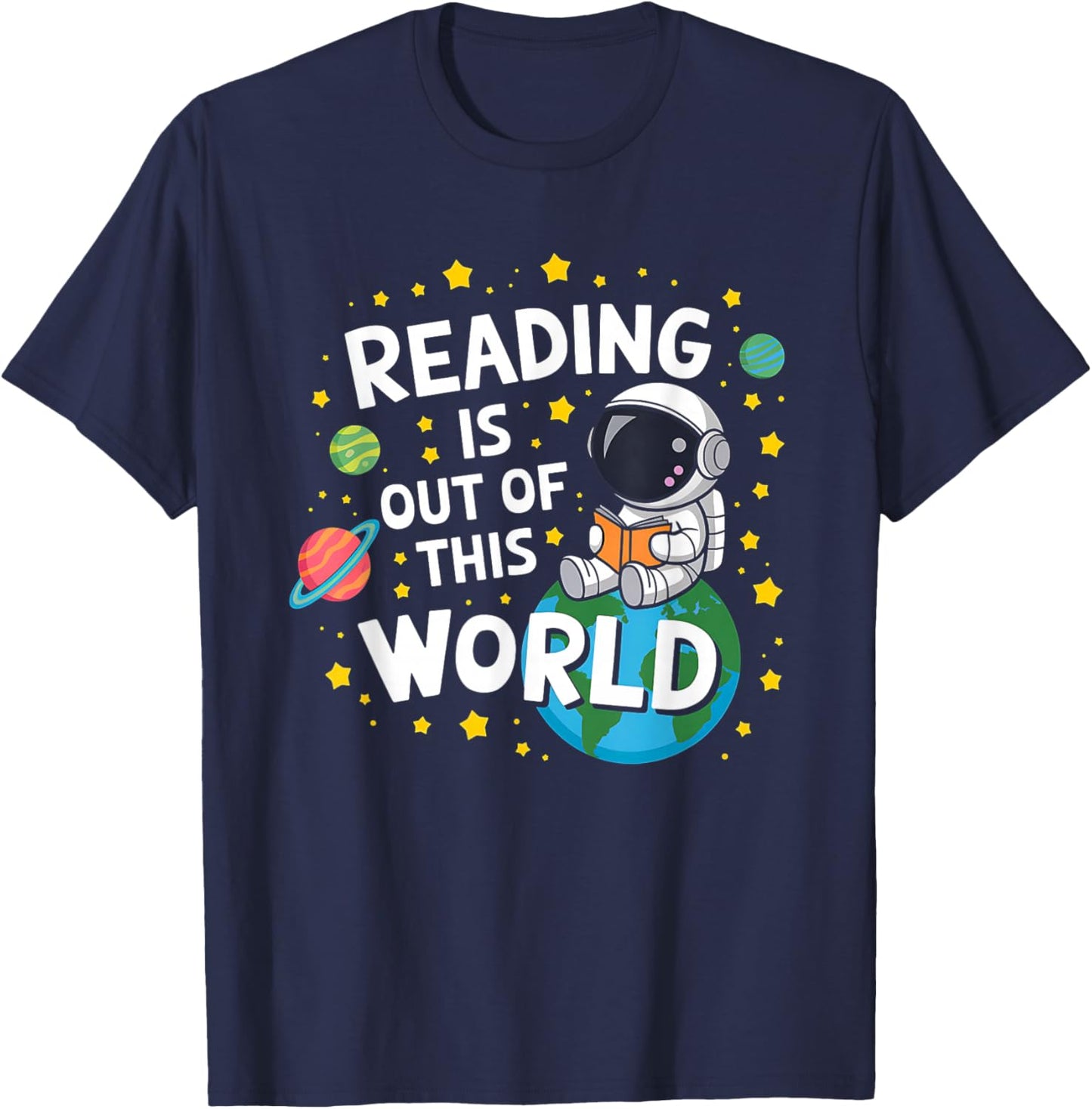 Reading Is Out Of This World Space Funny Books Lover Kids T-Shirt - T-Shirt | Navy