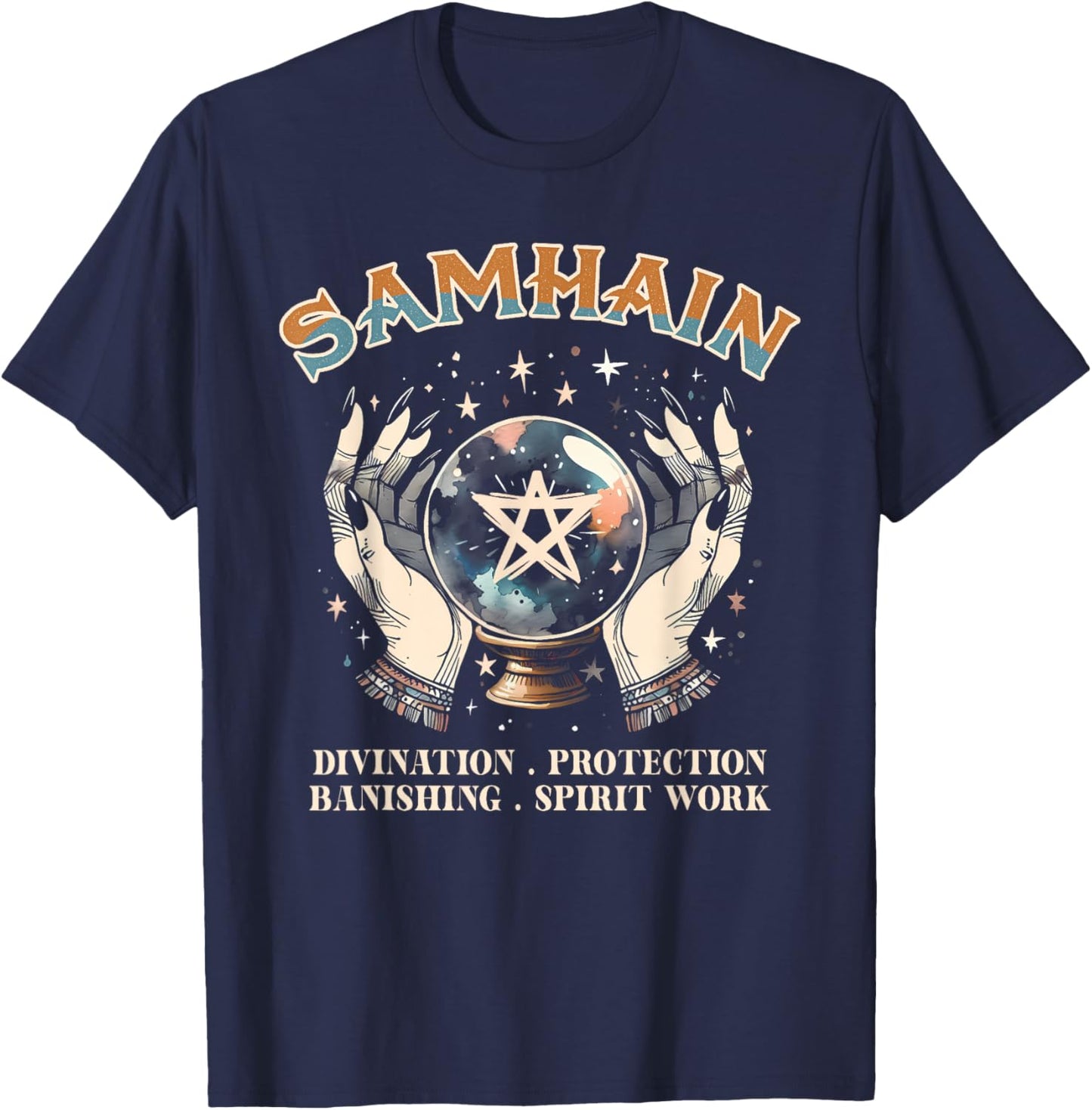 Samhain Wheel Of The Year Solstice Celebration Pagan Samhain T-Shirt - T-Shirt | Navy
