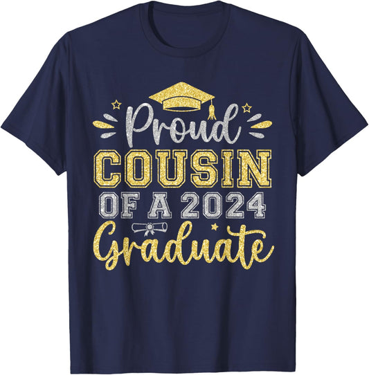 Proud Cousin of a 2024 Graduate Senior Graduation Men Women T-Shirt - T-Shirt | Navy