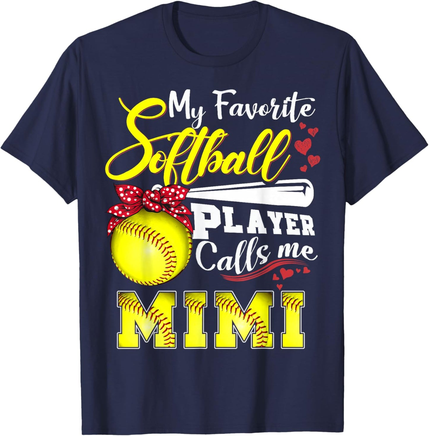 My Favorite Softball Player calls me Mimi Mothers day T-Shirt - T-Shirt | Navy