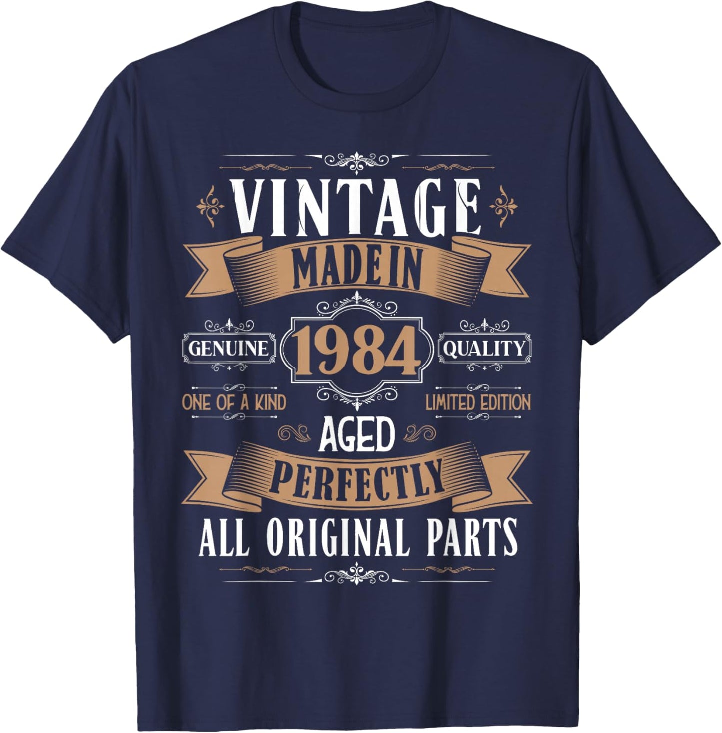 Vintage 41st Birthday Men Born 1984 41 Years Old Bday Men T-Shirt - T-Shirt | Navy