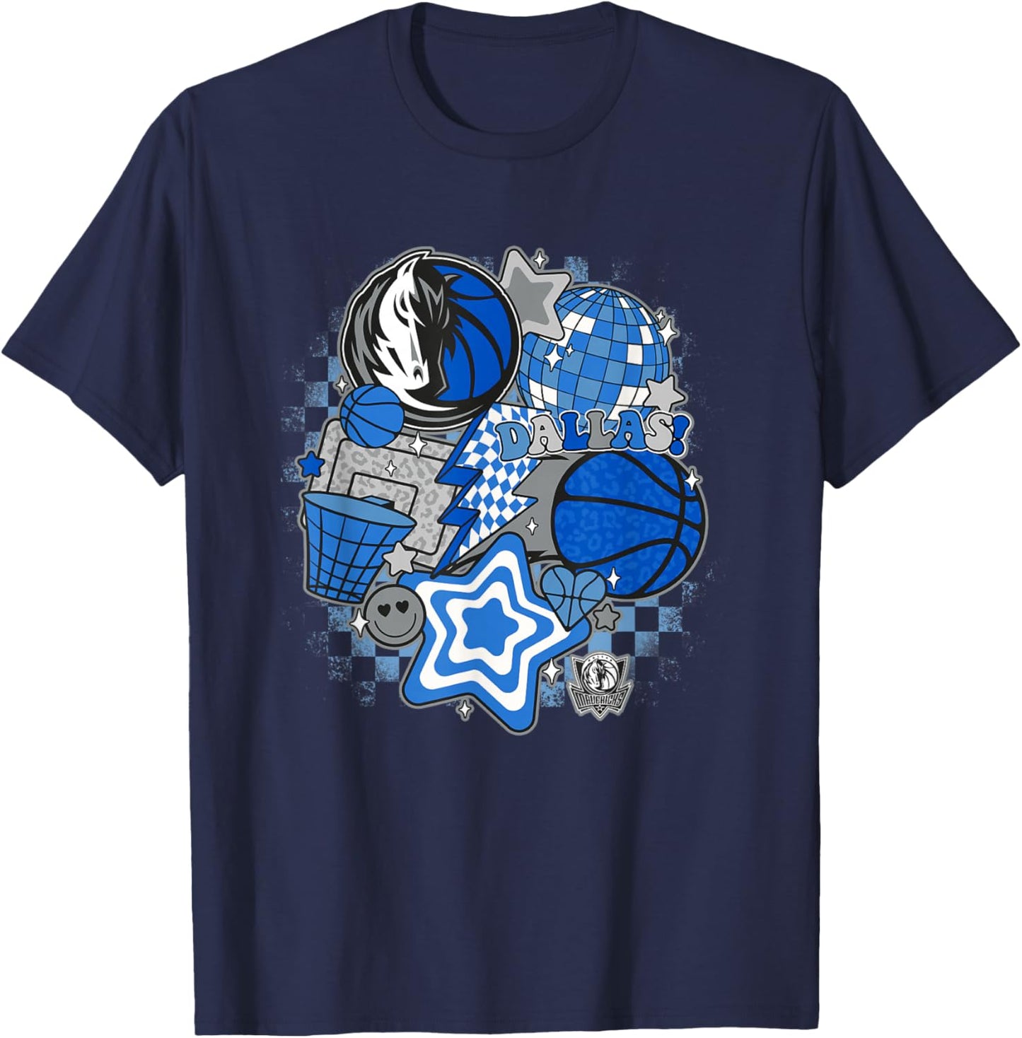 NBA Dallas Mavericks Psychedelic Basketball Collage T-Shirt - T-Shirt | Navy