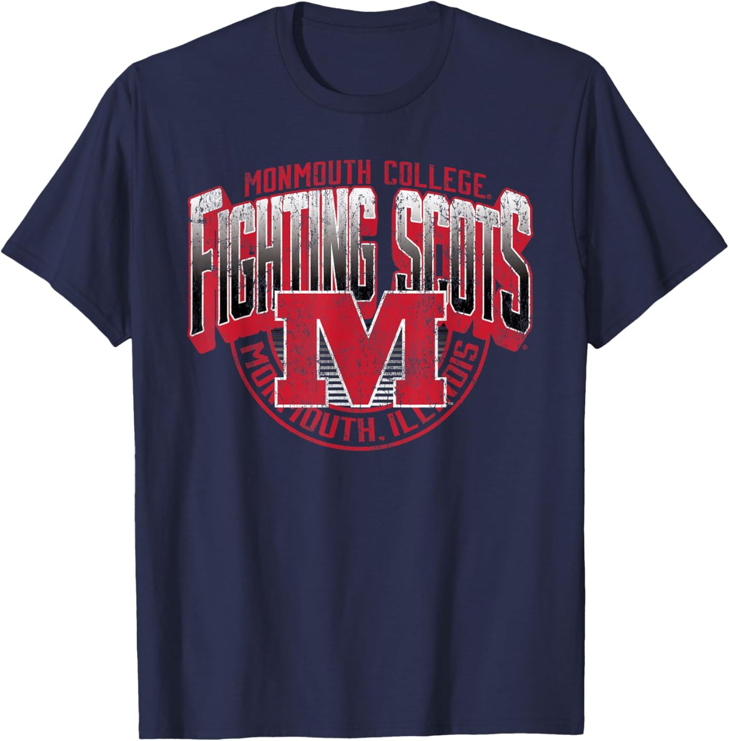 Monmouth College Fighting Scots Vintage Major Dark Heather T-Shirt - T-Shirt | Navy