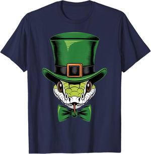 Green Snake shamrock on St Patricks Day Snake T-Shirt - T-Shirt | Navy