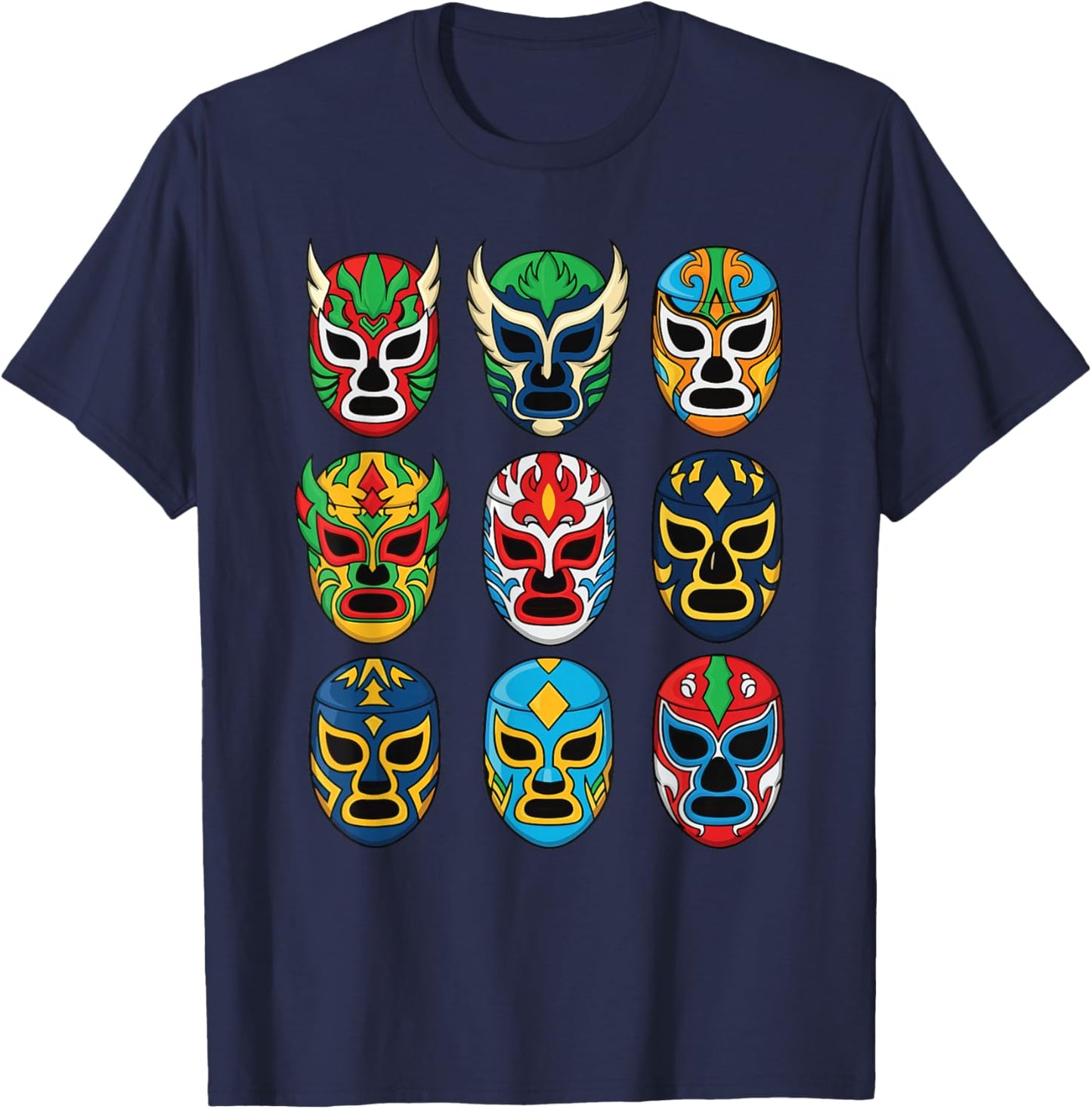 Lucha Libre Mexican Wrestling Masks Luchador T-Shirt - T-Shirt | Navy