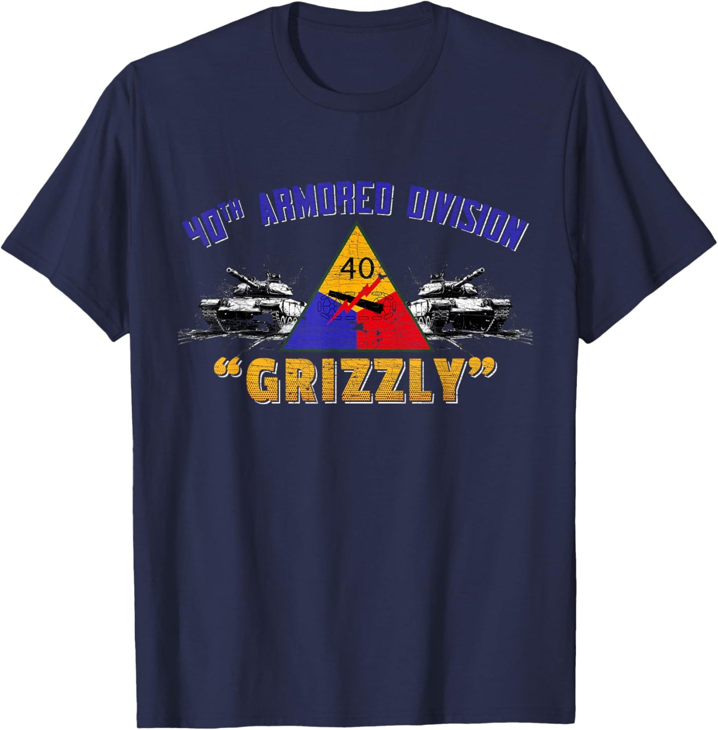 Veteran 40th Armored Division Grizzly Vintage Gifts T-Shirt - T-Shirt | Navy