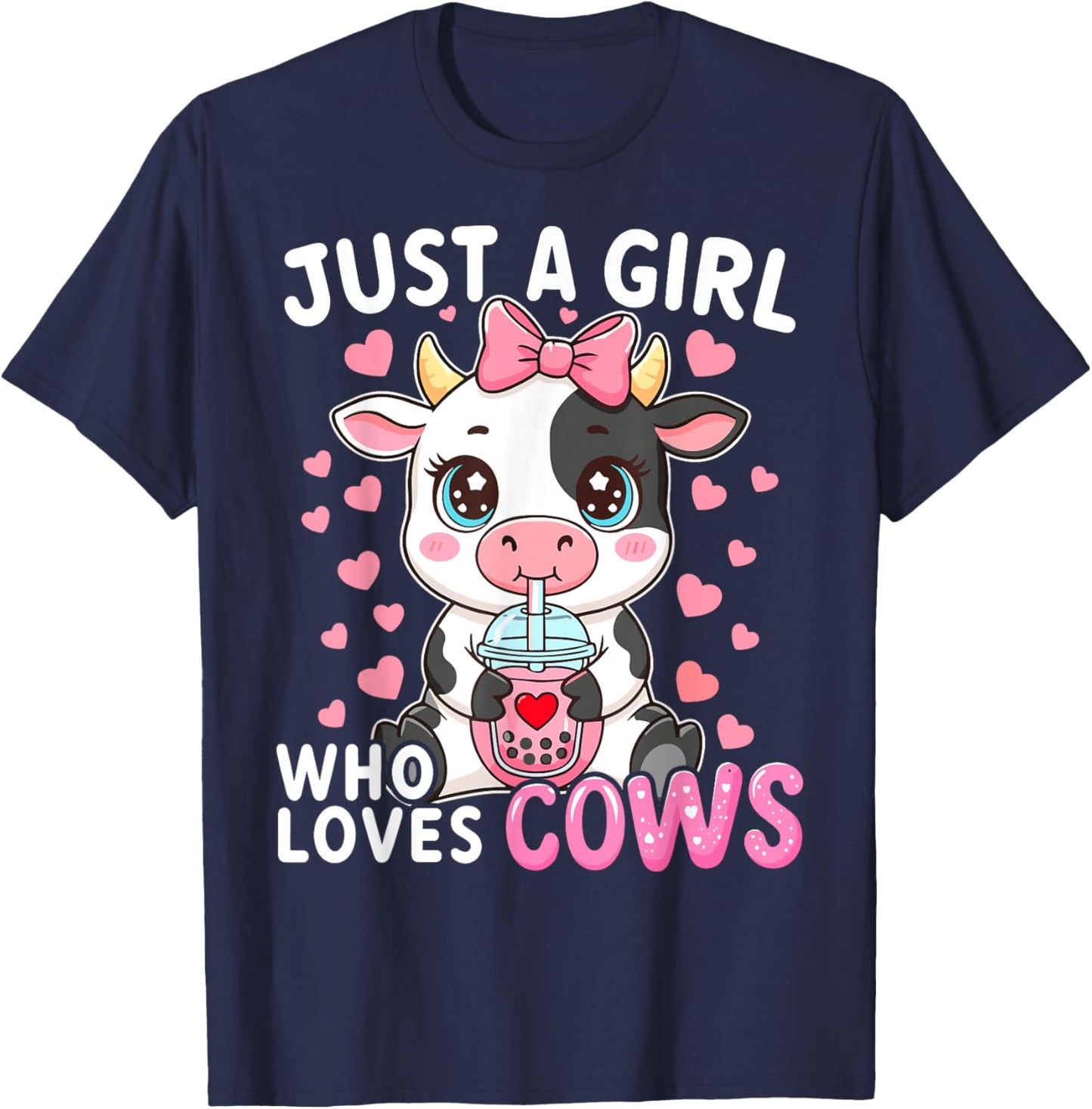 Cow Cute Just A Girl Who Loves Cows T-Shirt - T-Shirt | Navy