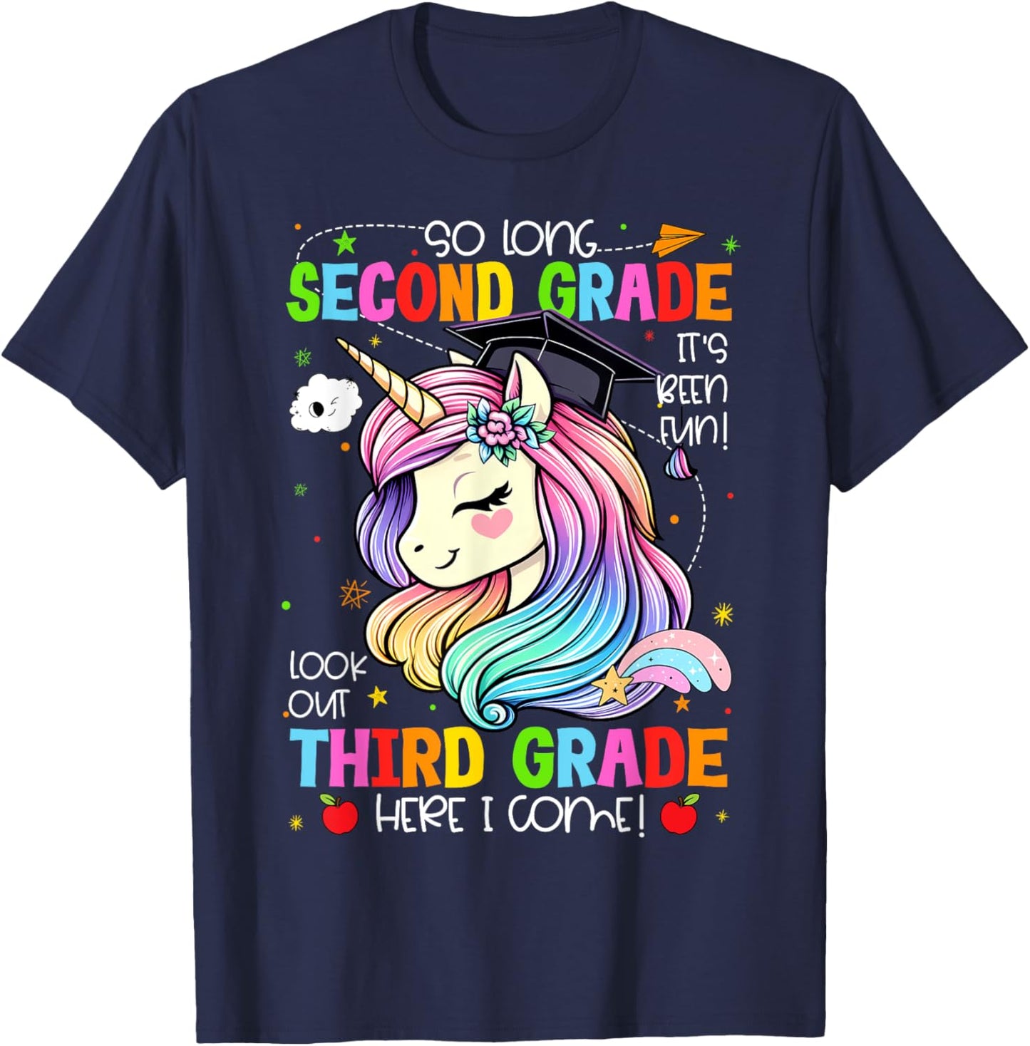 So Long 2nd Grade It's Been Fun Look Out 3rd Grade Unicorn T-Shirt - T-Shirt | Navy