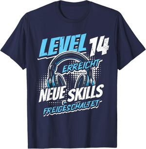 14. Geburtstag Jungen Video Gamer Level 14 Erreicht Junge T-Shirt - T-Shirt | Navy