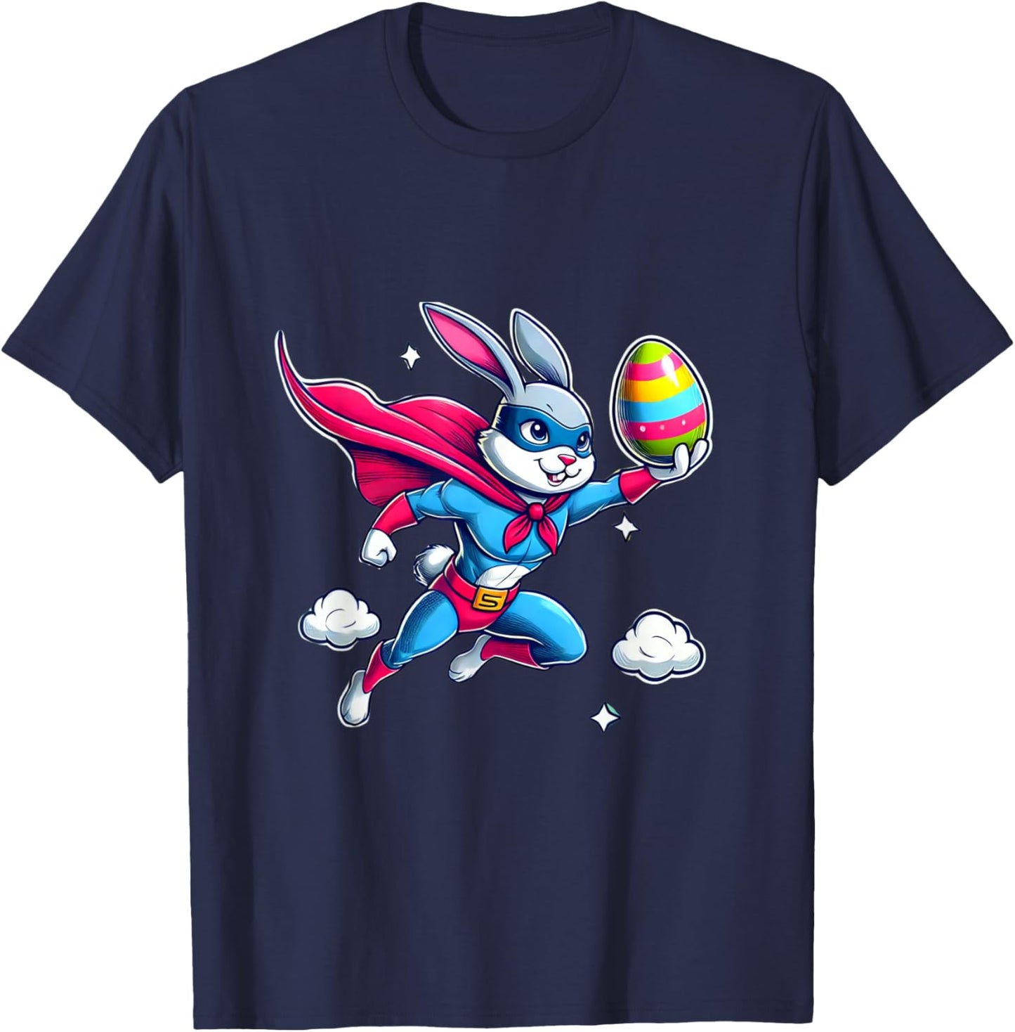 Superhero Bunny Easter Egg Hunt Cute Kids T-Shirt - T-Shirt | Navy