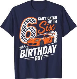 Race Car Racing 6th Birthday Six Years Old Car 6 Bday Boys T-Shirt - T-Shirt | Navy
