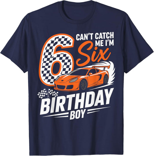 Race Car Racing 6th Birthday Six Years Old Car 6 Bday Boys T-Shirt - T-Shirt | Navy