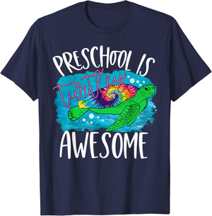 Preschool is Turtley Awesome Teaching Teacher Pre-K Turtle T-Shirt - T-Shirt | Navy
