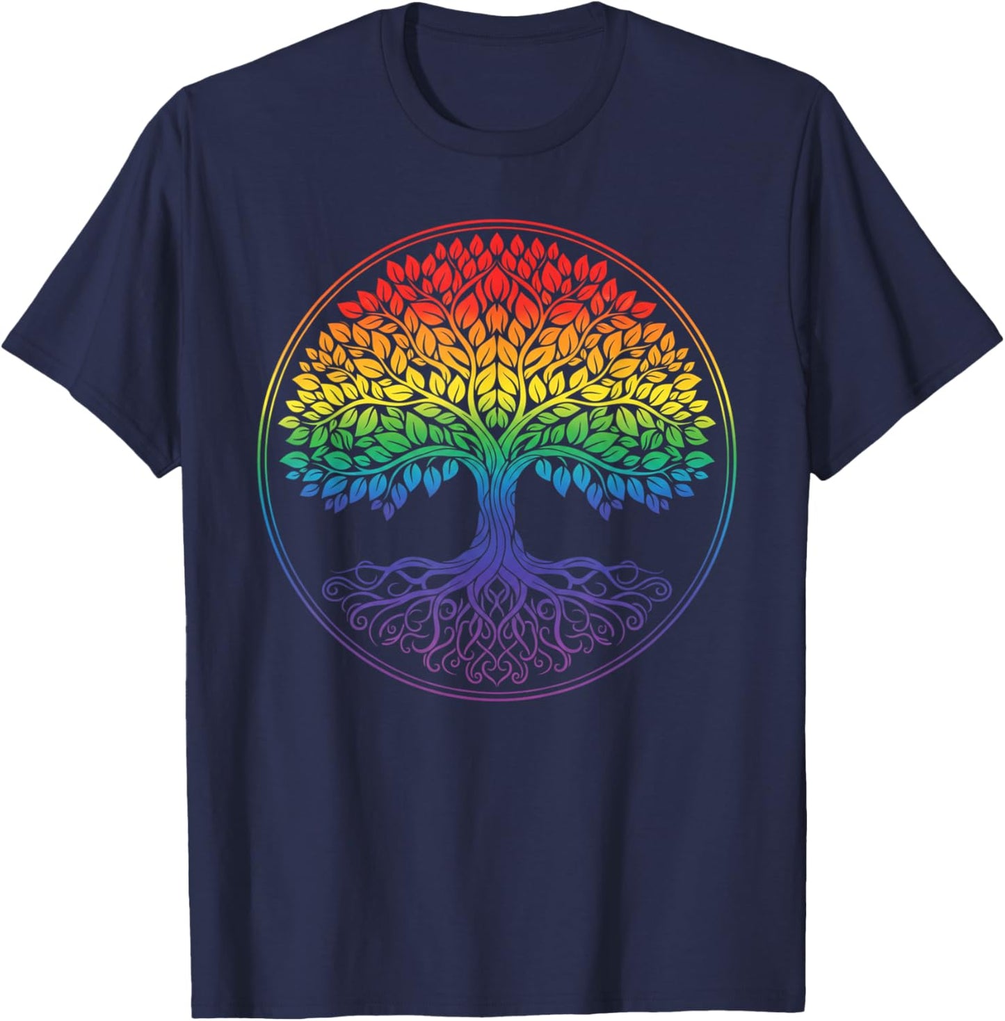 Tree Life Rinabow LGBTQ Ally Pride Support T-Shirt - T-Shirt | Navy