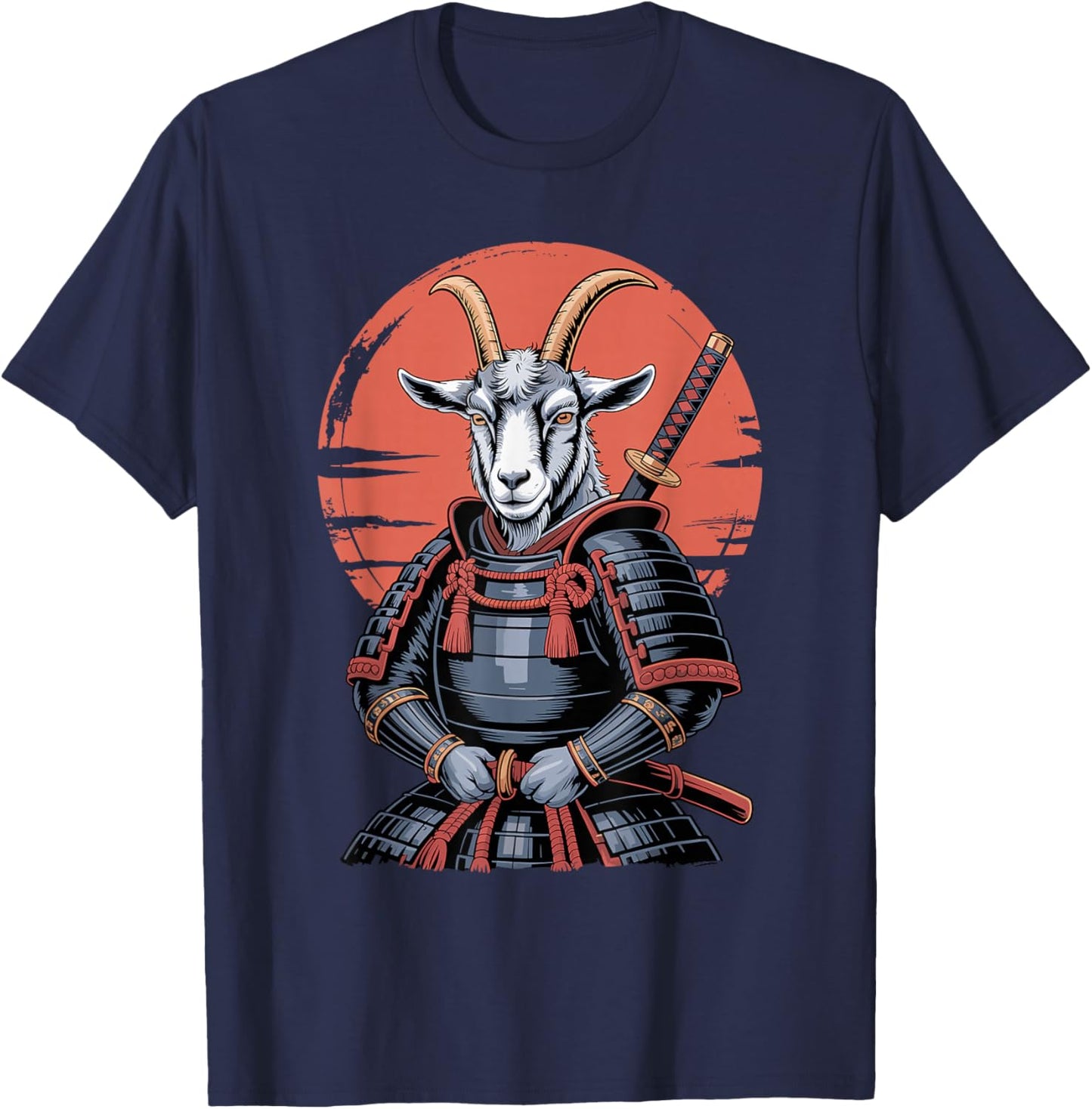 Samurai Goat Katana Sword Goats T-Shirt - T-Shirt | Navy