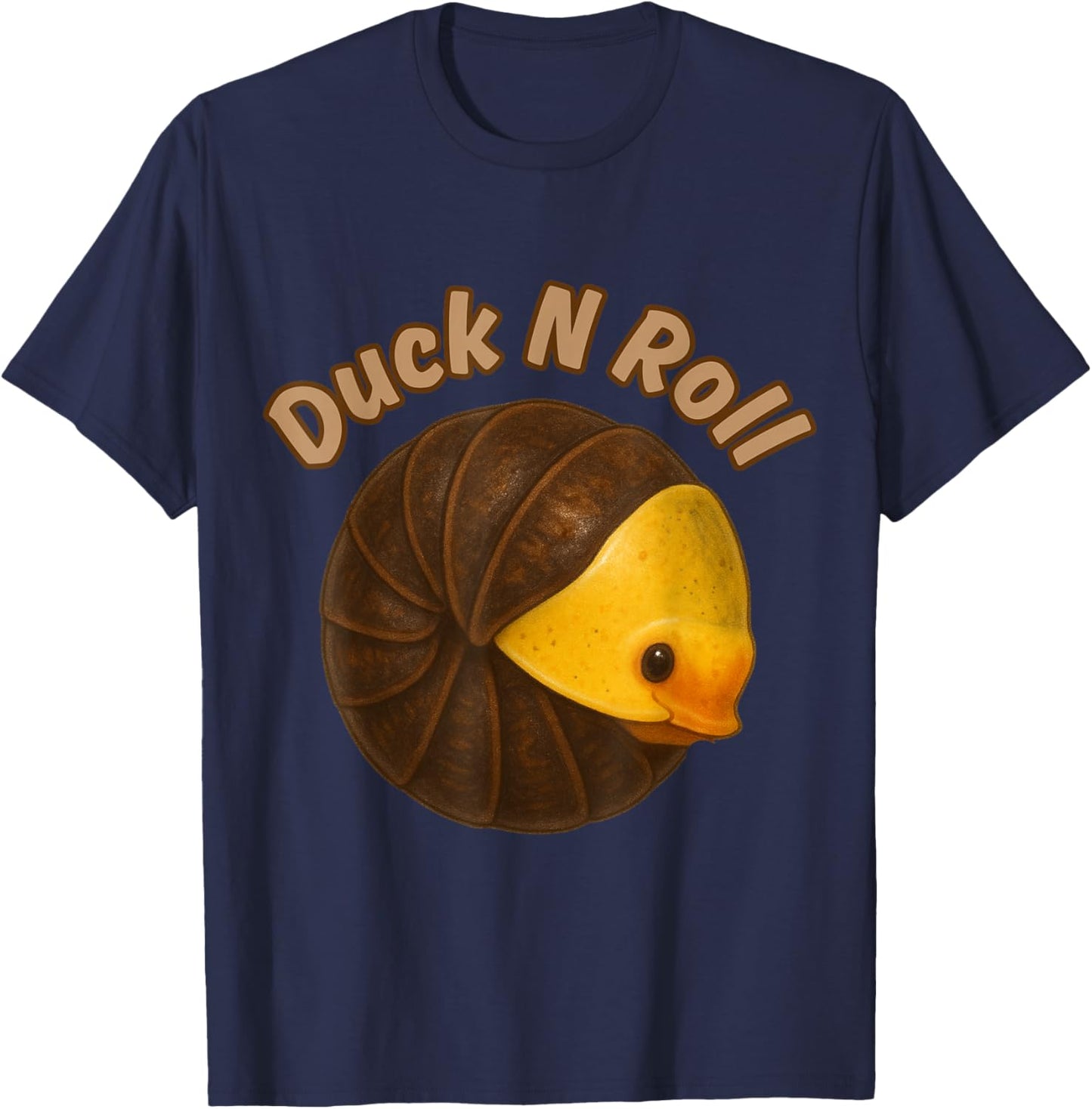 Duck N Roll – Funny Rubber Ducky Isopod Pun Design T-Shirt - T-Shirt | Navy