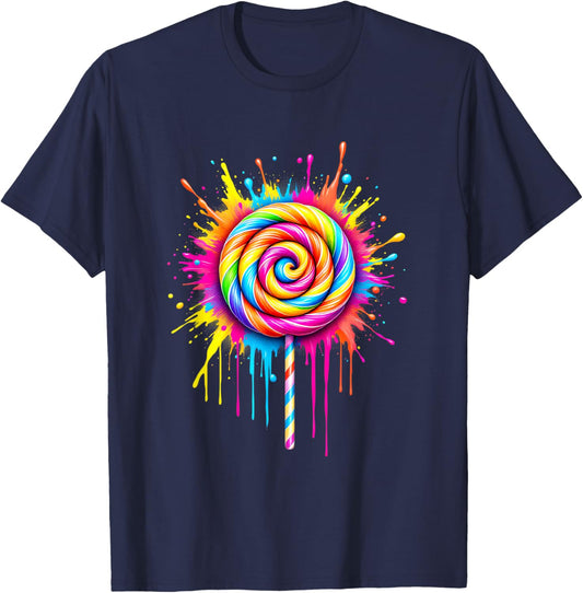 Candy Candy Costume Women's Carnival Lollipop Fancy Dress T-Shirt - T-Shirt | Navy