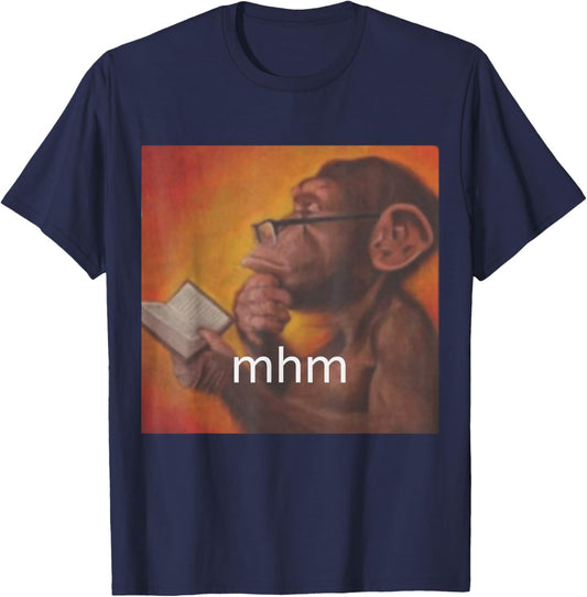 Thinking Monkey Meme Trending Funny Men Woman Kids T-Shirt - T-Shirt | Navy