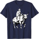 Vintage Spiritual Design Lao Tzu Riding An Ox, Tao Te Ching -Adults, -Kids Grey Short Sleeve Classic Fit Polyester T-Shirt - T-Shirt | Navy