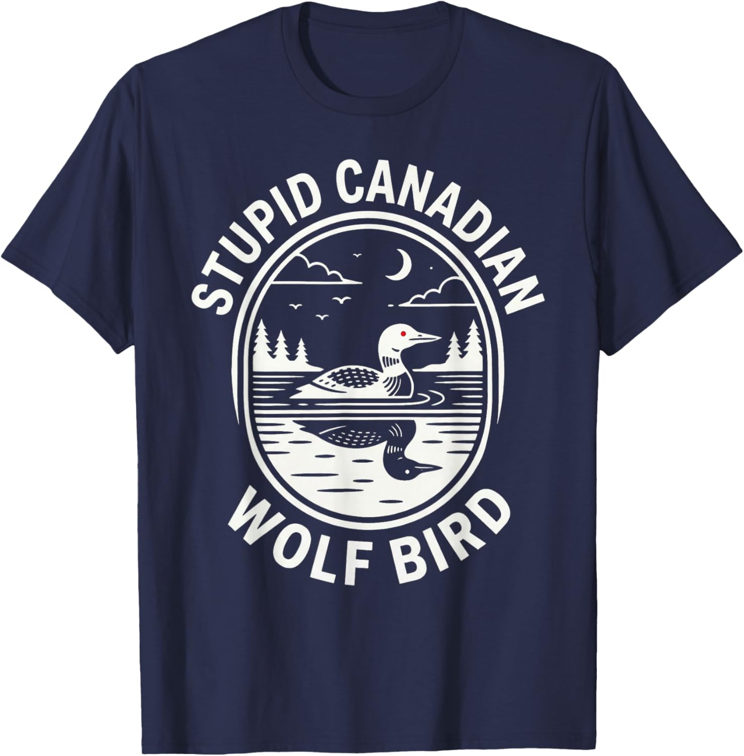 Hockey-Meme „Dummer Kanadischer Wolfsvogel“ mit beheiztem Lo T-Shirt - T-Shirt | Navy