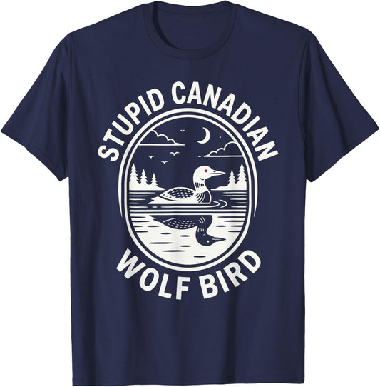 Hockey-Meme „Dummer Kanadischer Wolfsvogel“ mit beheiztem Lo T-Shirt - T-Shirt | Navy