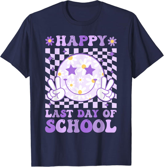 Happy Last Day of School Teacher Boy Girl School Graduation T-Shirt - T-Shirt | Navy