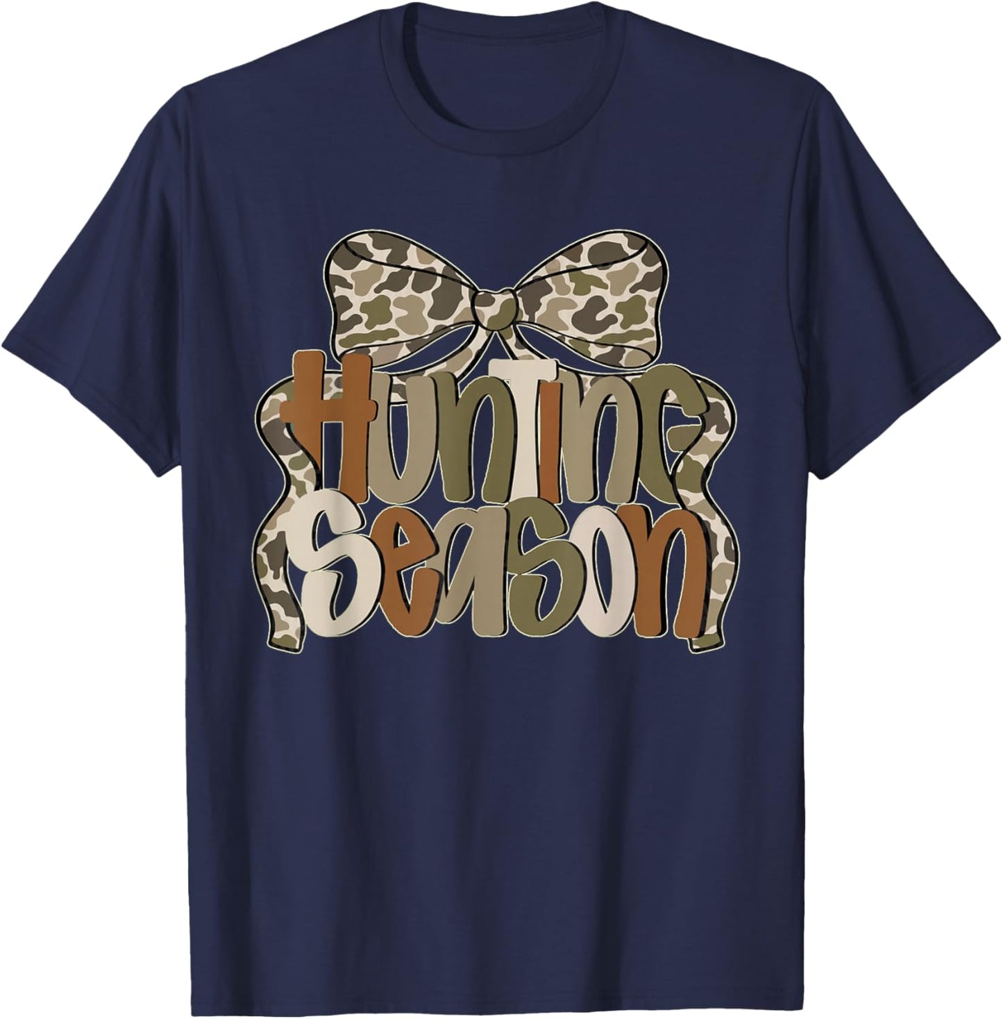 Camo Coquette Bow Hunting Season Camo Hunt Women Mom Mama T-Shirt - T-Shirt | Navy