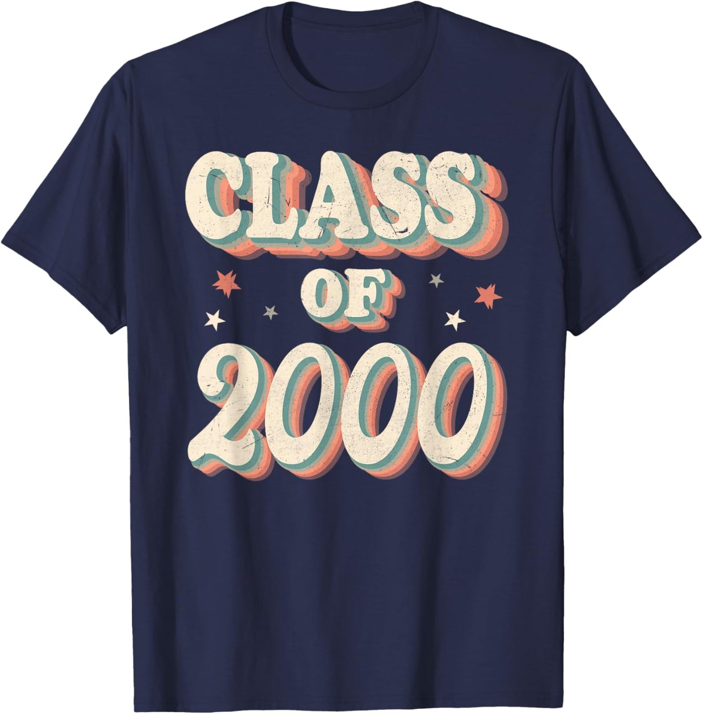 Vintage Class Of 2000 High School Graduation T-Shirt - T-Shirt | Navy