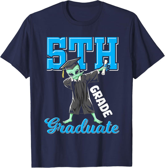 5th Grade Graduation 2026 Alien Dab Class 26 Graduate T-Shirt - T-Shirt | Navy