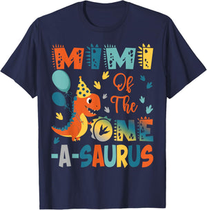 Mimi Of The One-A-Saurus 2Nd Birthday Dinosaur Party T-Shirt - T-Shirt | Navy