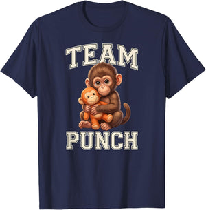 Team Punch Cute Baby Monkey Hugging Plush T-Shirt - T-Shirt | Navy