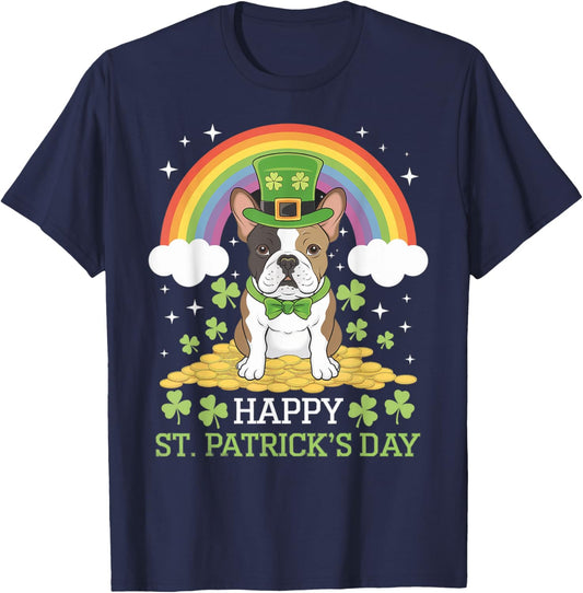 St. Patrick's Frenchie on French Bulldog Dog St Patricks Day T-Shirt - T-Shirt | Navy