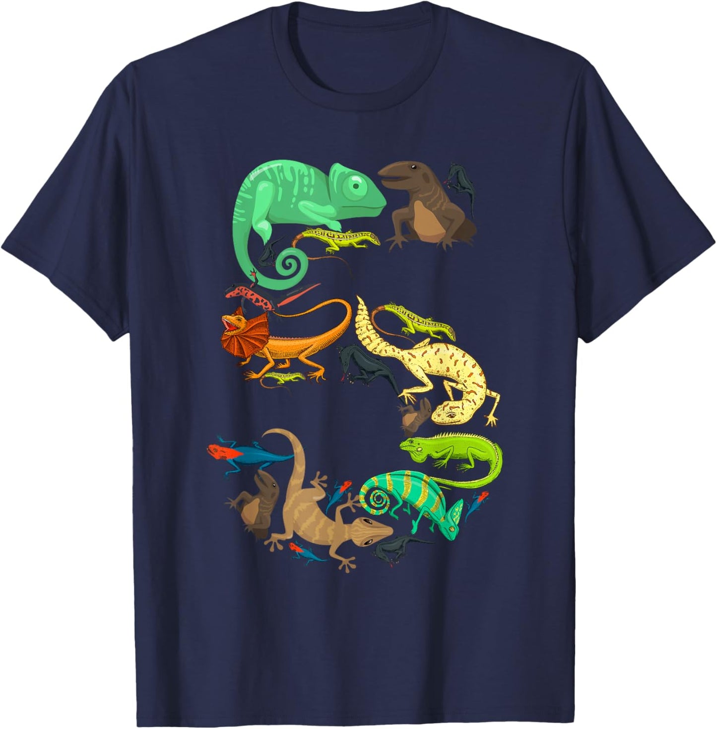 Kids 5th Birthday Reptiles Lizards Themed 5 Year Old Boys T-Shirt - T-Shirt | Navy