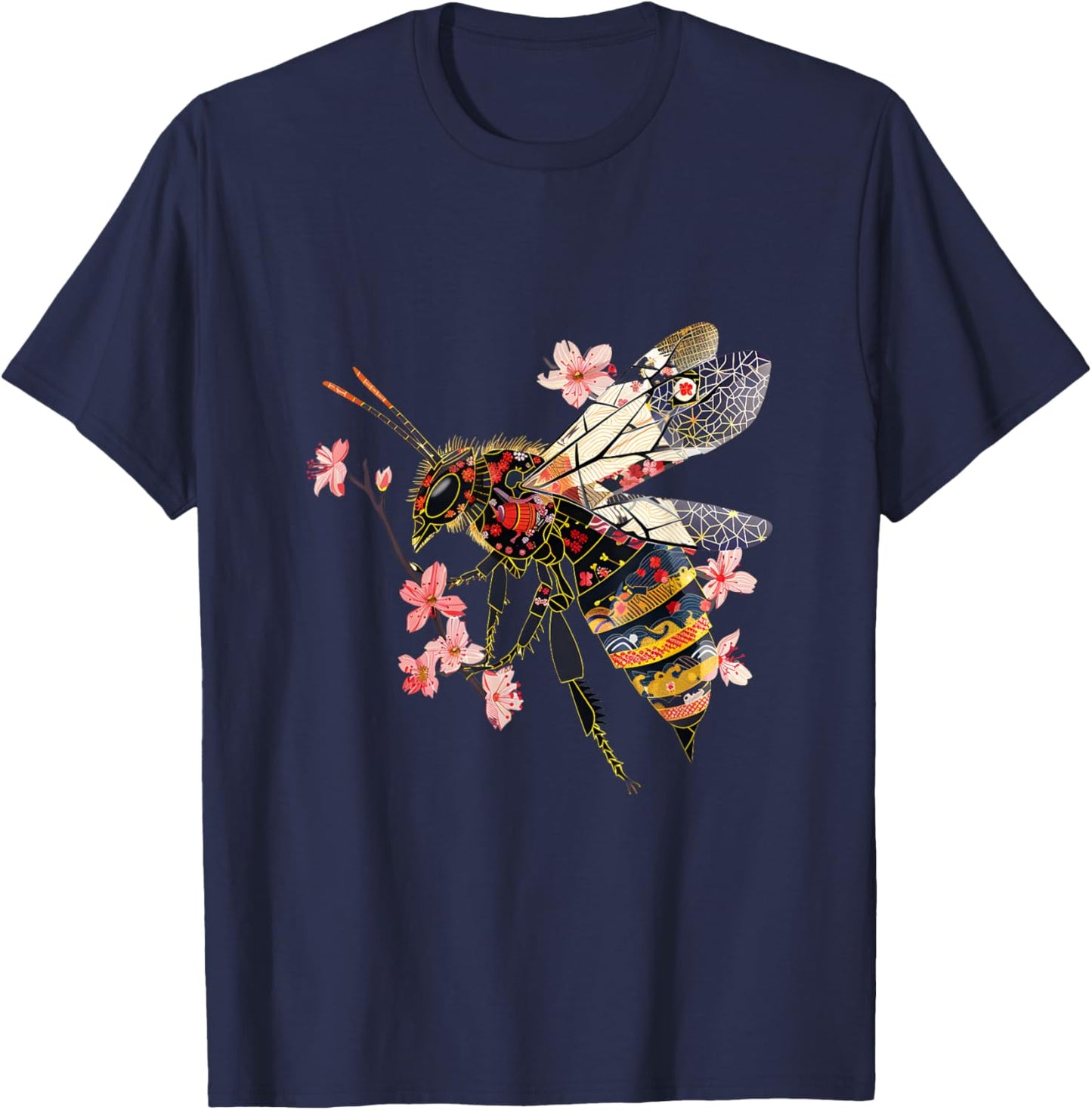 Giant Hornet Japanese Origami Hornets Cherry Blossom T-Shirt - T-Shirt | Navy