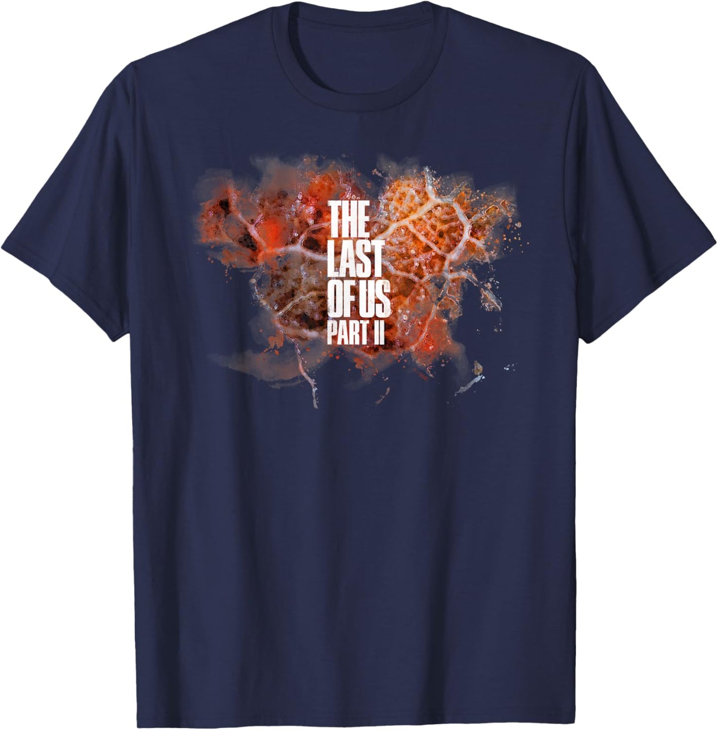 The Last of Us Part II Bold Text Red Cordyceps Background T-Shirt - T-Shirt | Navy