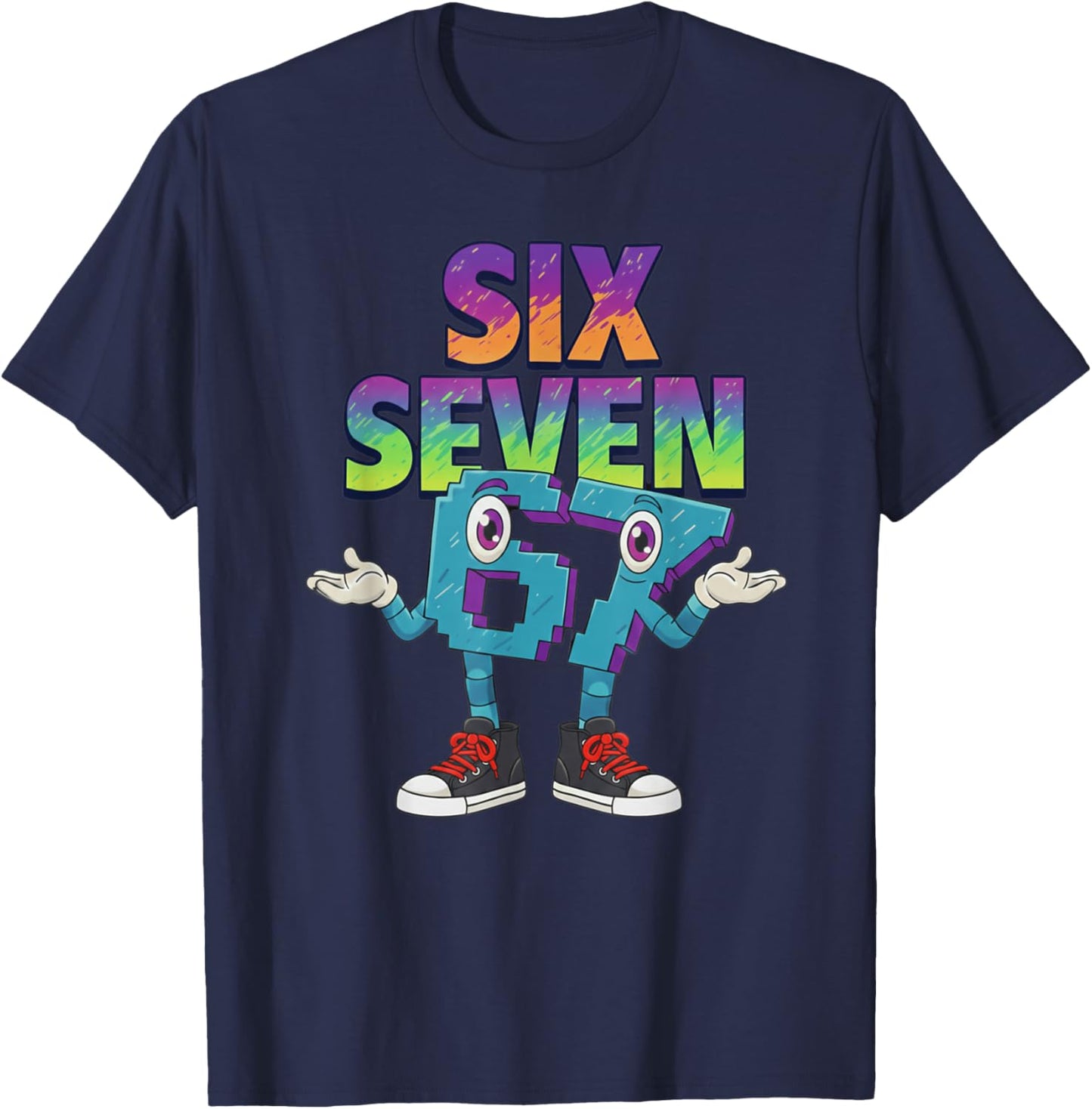 Six Seven Meme 67 T-Shirt - T-Shirt | Navy