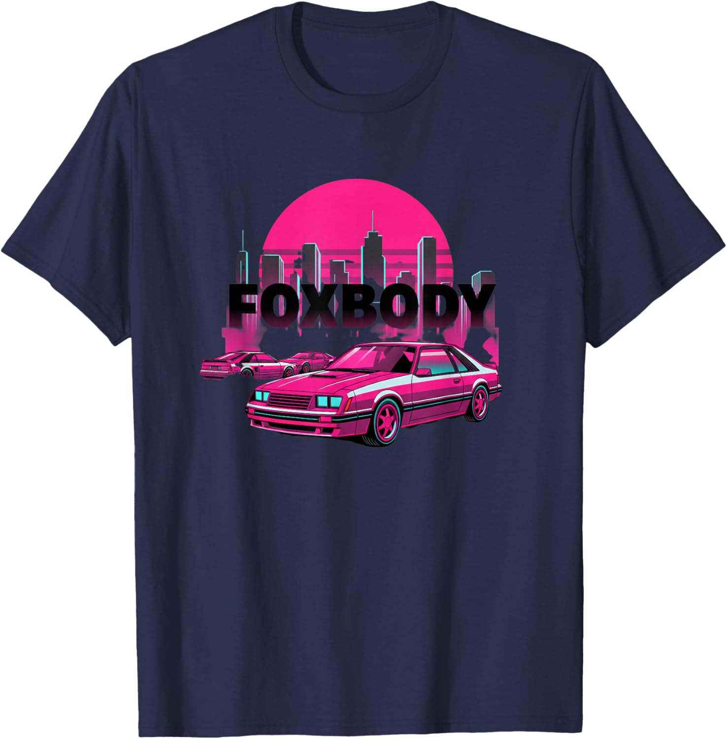 Car Foxbody Retro 80s Skyline Foxbody for Car Enthusiasts T-Shirt - T-Shirt | Navy