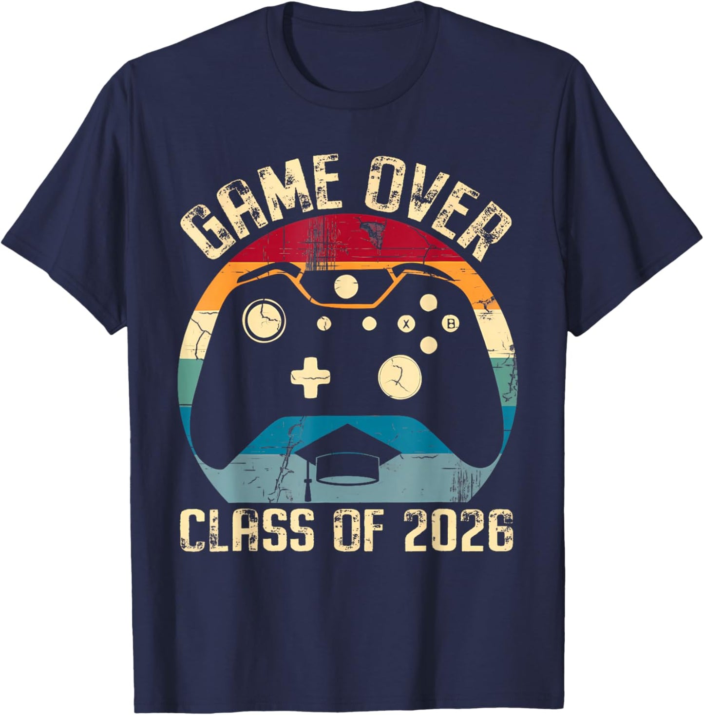 Class of 2026 Senior Graduation Game Over for Gamer Student T-Shirt - T-Shirt | Navy