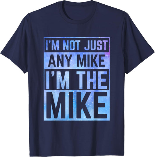 Personalized Gifts For Mike -Adults, -Kids Black Medium Modern Mock Collar Short Sleeve T-Shirt - T-Shirt | Navy