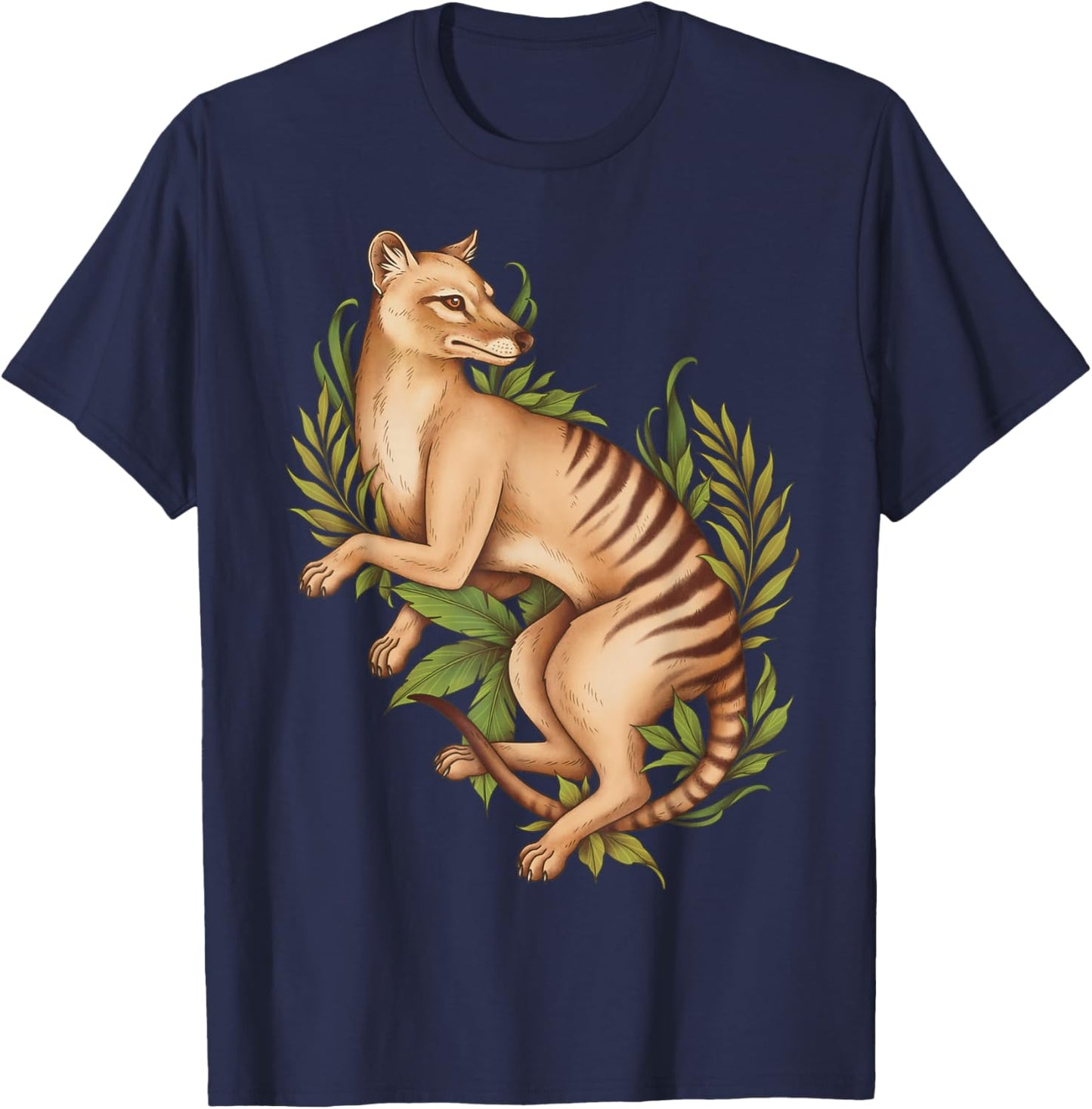 Thylacine Tasmanian Wolf Cryptid Tiger Furry Therian T-Shirt - T-Shirt | Navy