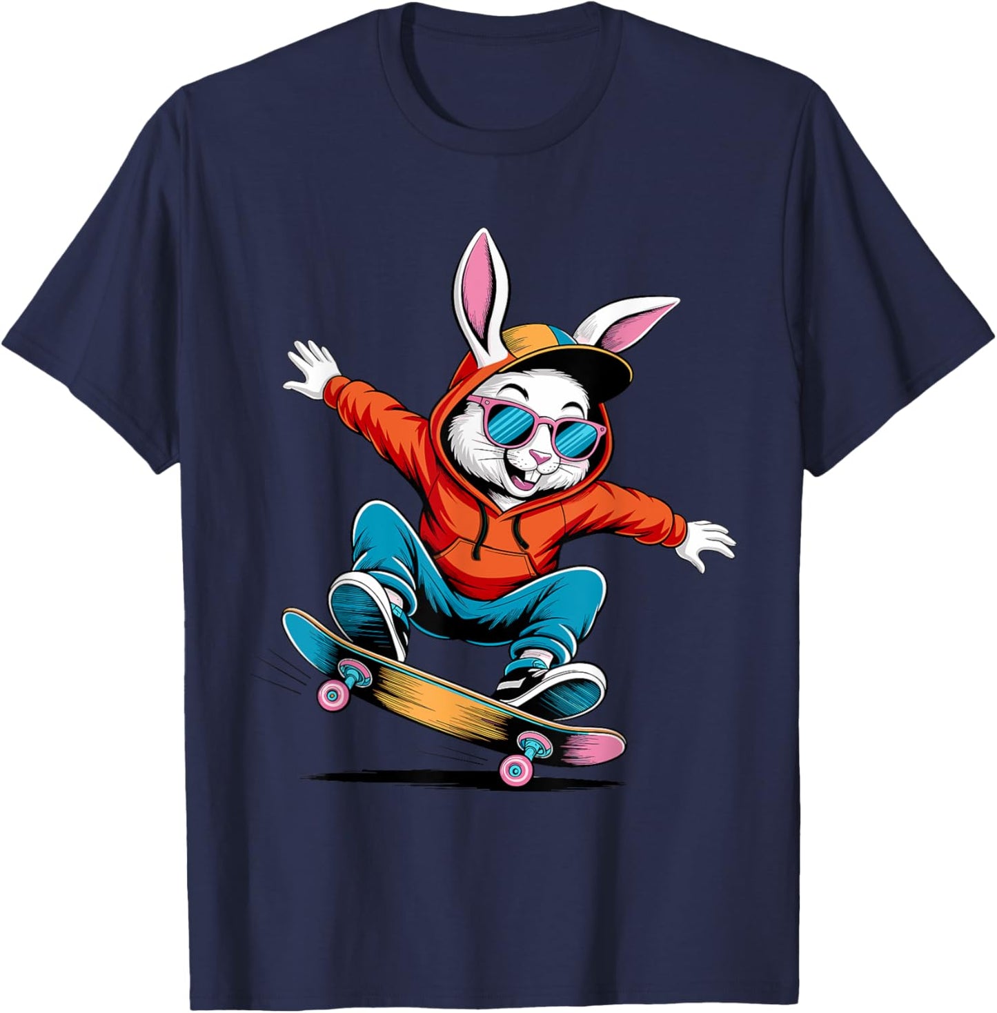 Happy Easter Bruh Skateboarding Bunny Easter Toddler Kids T-Shirt - T-Shirt | Navy