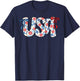 Fourth of July USA Patriotic Floral Coquette Bow Women Girl T-Shirt - T-Shirt | Navy
