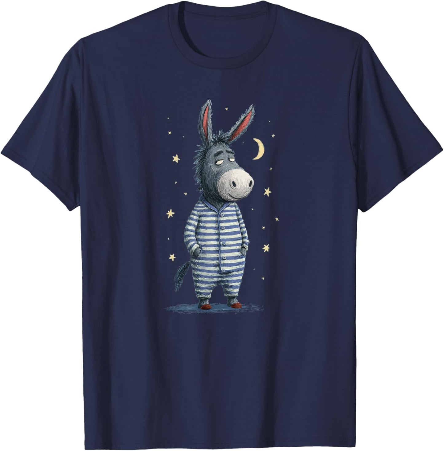Adorable Donkey in Pajama Graphic T-Shirt - T-Shirt | Navy