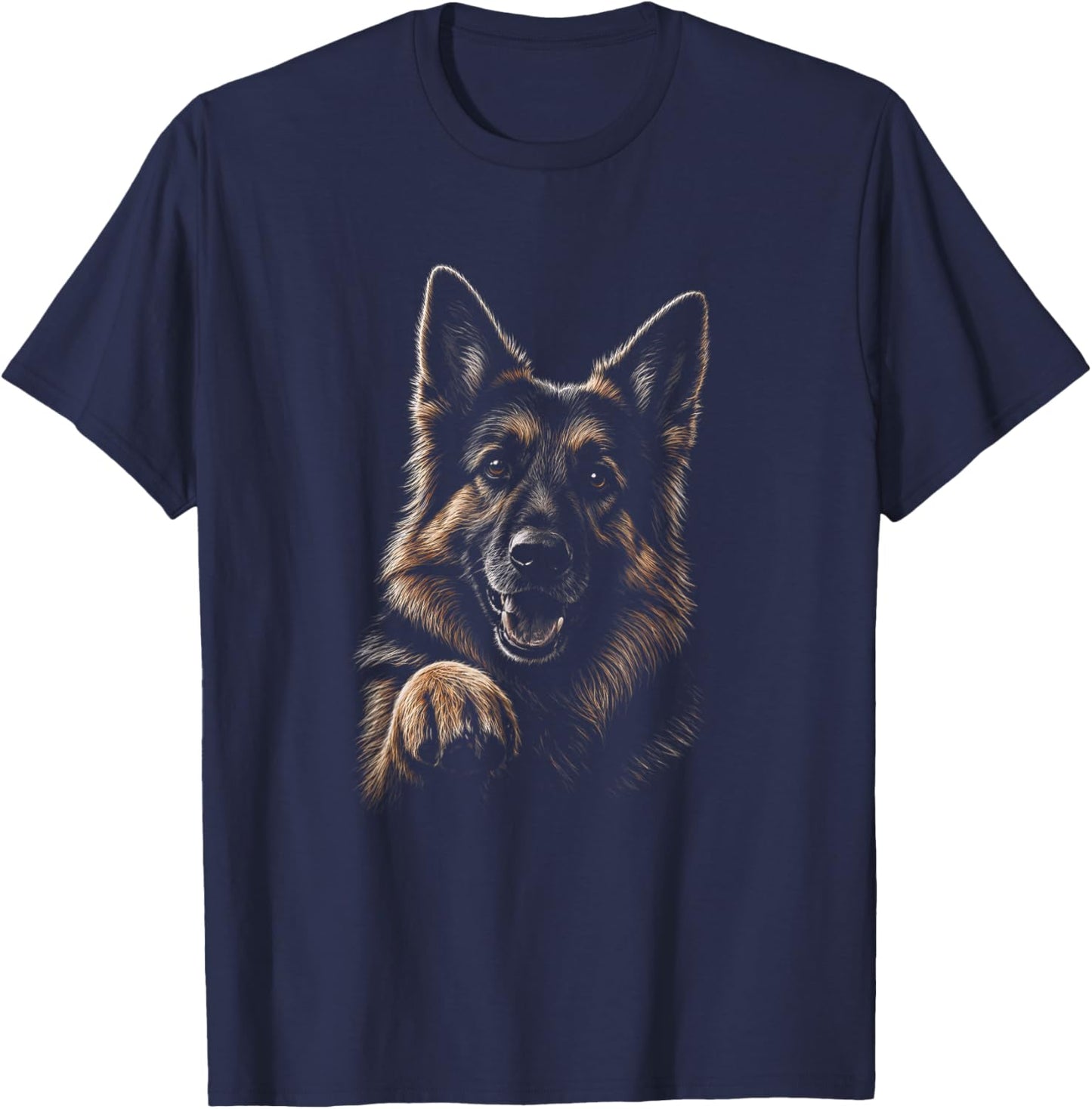 German Shepherd Graphic Artwork Design T-Shirt - T-Shirt | Navy