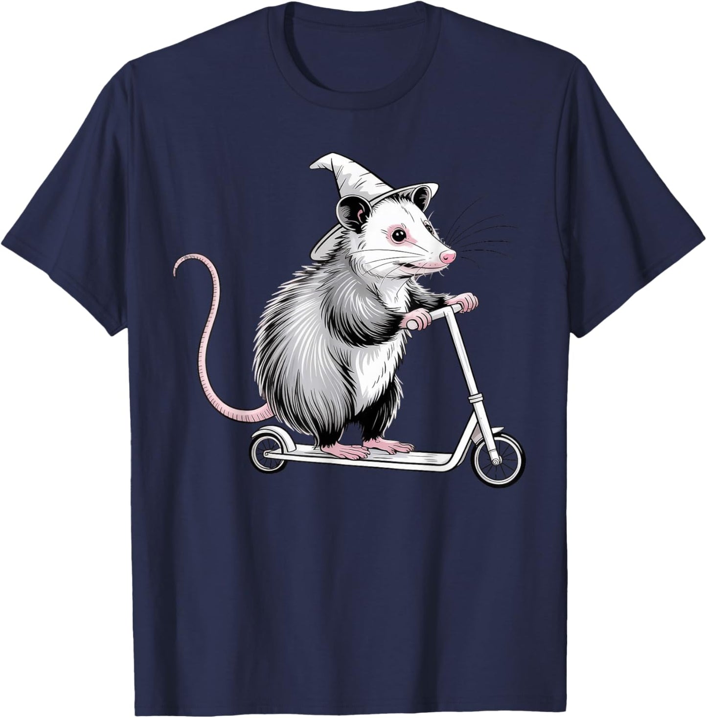 Off to Cause A Kerfuffle, Opossum Scooter T-Shirt - T-Shirt | Navy
