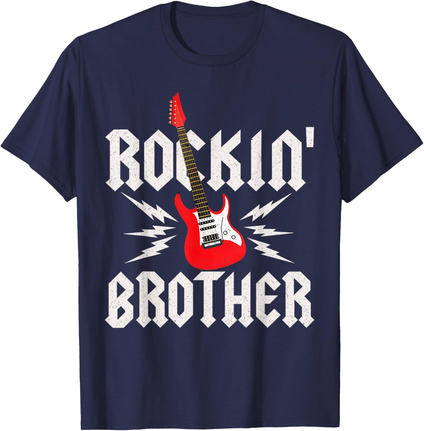 Brother Rockin One Birthday Family Matching Rock Guitar T-Shirt - T-Shirt | Navy