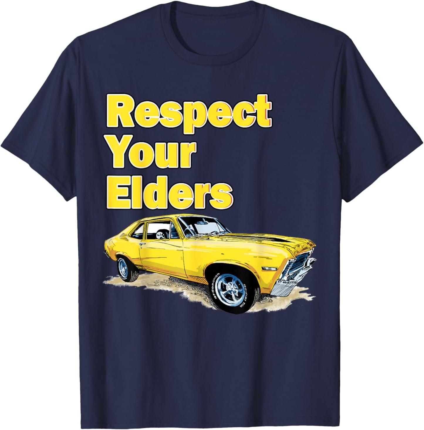 1972 72 Chevys Nova 2 Classic Car Old School Muscle Car T-Shirt - T-Shirt | Navy